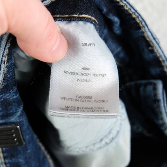 Silver Jeans Mens 30X30 Blue Allan Classic Fit Slim Straight Stone Wash Whiskers - Picture 10 of 13